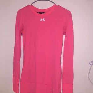 Small Pink Under Armour Fitted Long Sleeve